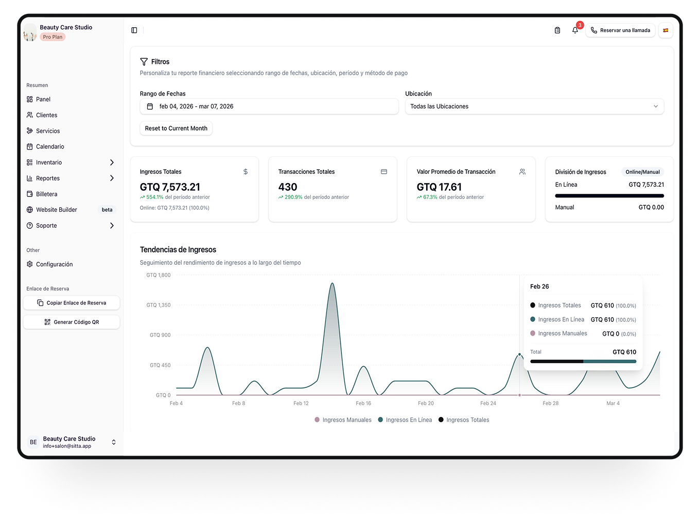Pagos y facturación en Sitta